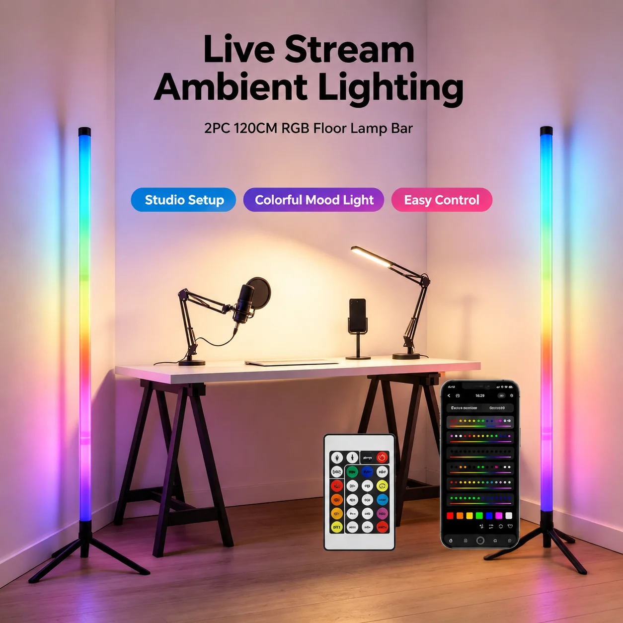 Esports Gaming Setup - 120CM RGB Köşe Lambası, Oyun Odası