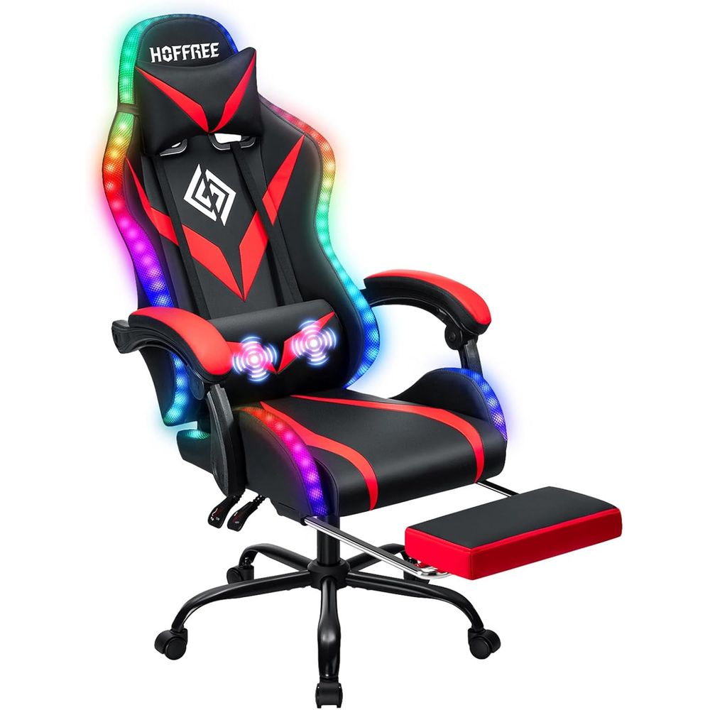 Gaming & Esports District - Masajlı, LED Işıklı ve Ayarlanabilir Bel