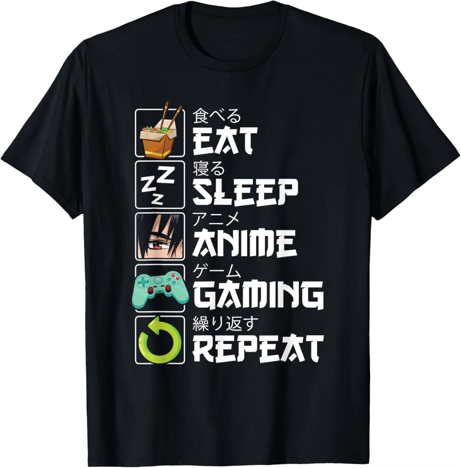 Yemek Yatmak Anime Oynamak Tek - Esports Gaming Shirts incelemesi ve fiyatı